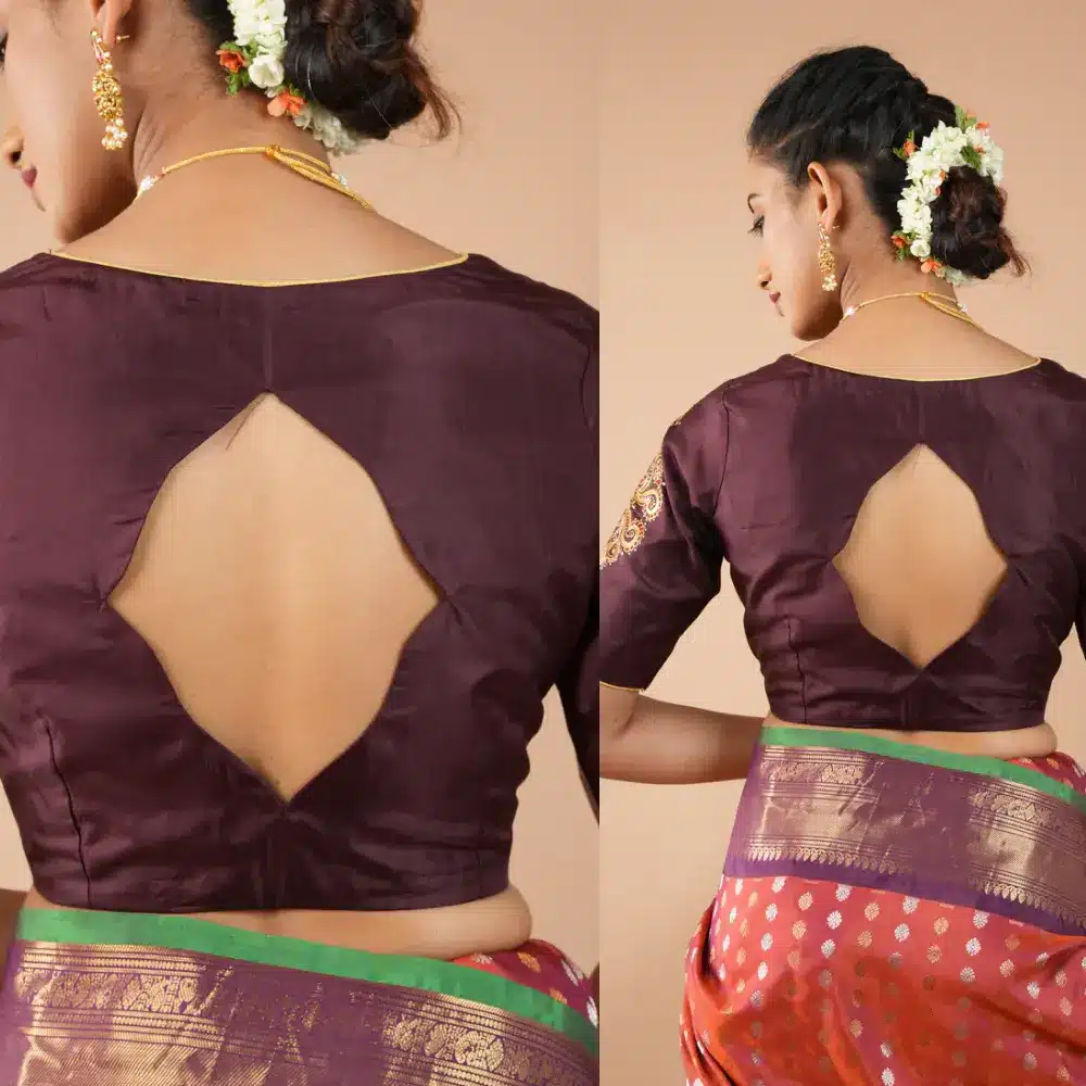 3D Tanjore Arch Back Design Silk Blouse