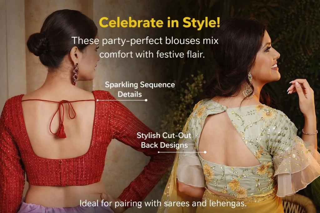 Latest Sequence Work Saree Blouse