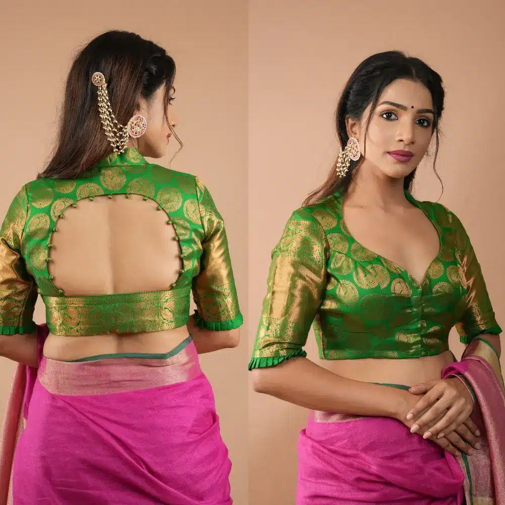 Rising Sun Cutout Back Design Kanjivaram Blouse