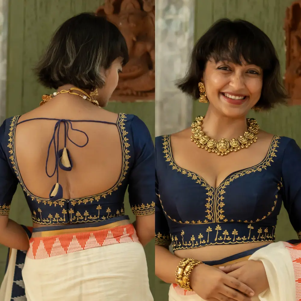 Gold Embroidered Dome Back Design Blouse