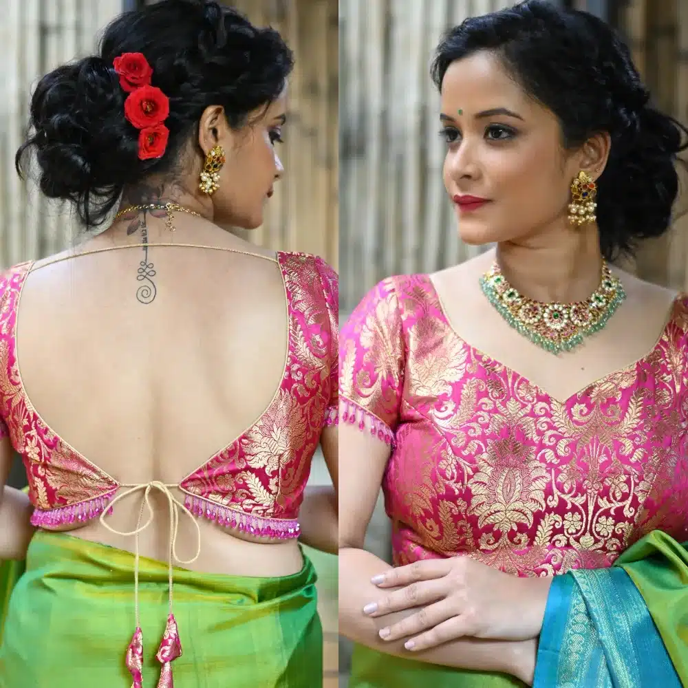 Banarasi Beaded Tie-Back Design Blouse