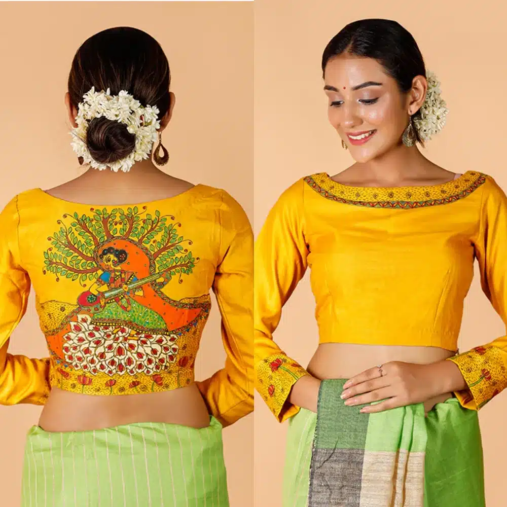 Madhubani Saraswati Moonga Silk Blouse