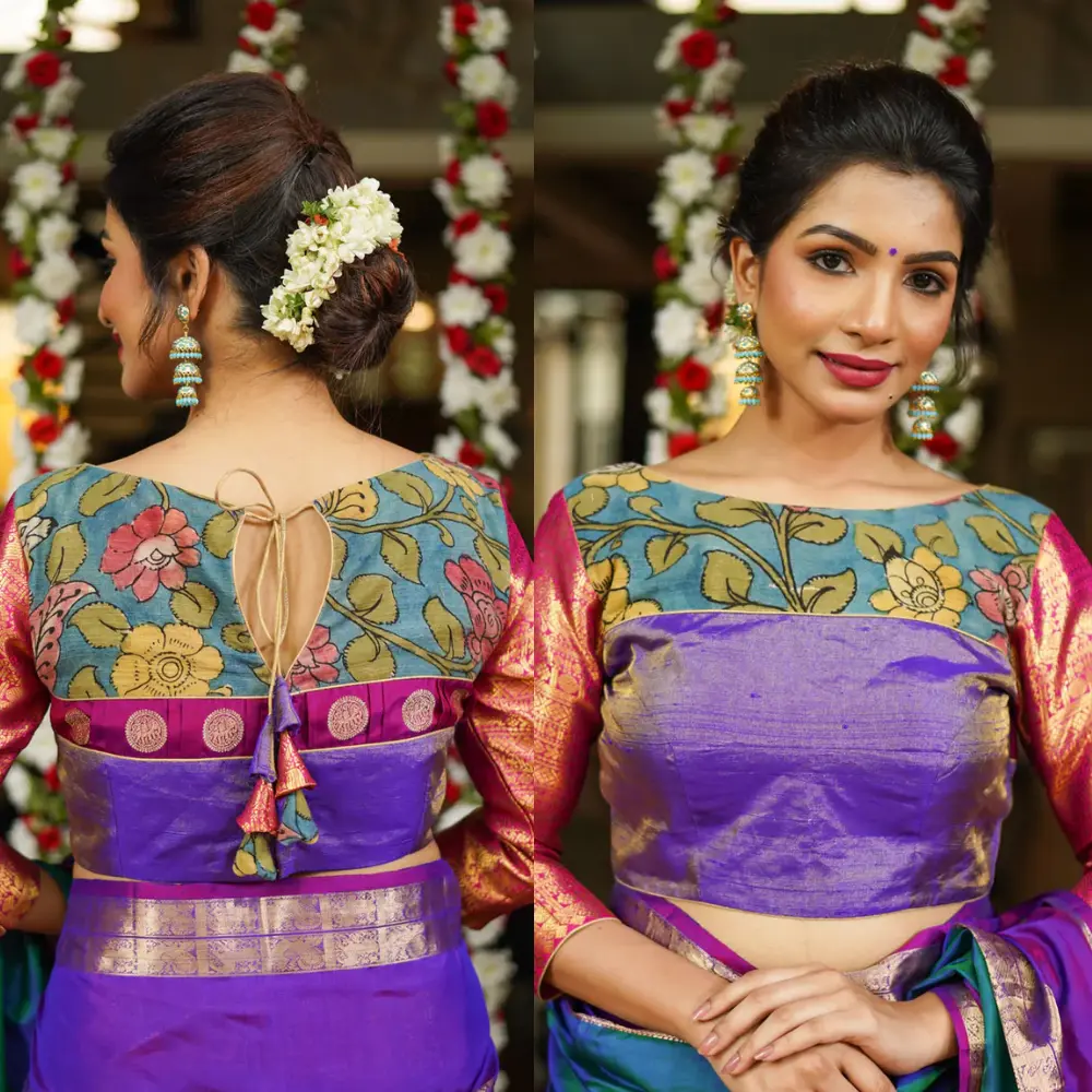 Royal Purple Silk Wedding Blouse Back Design