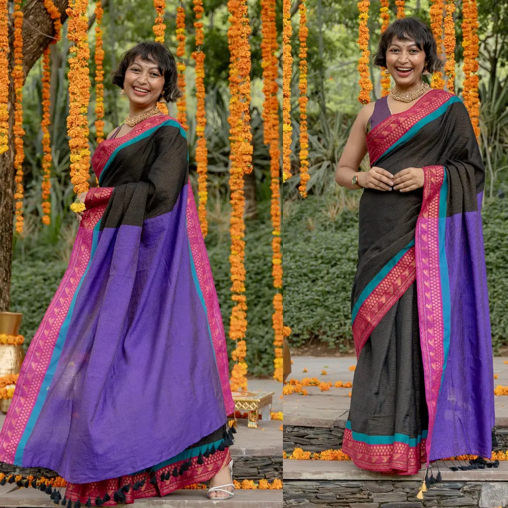 "Andheri Raat - The Midnight Sky Black Saree.