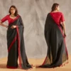 Red black Saree. Black saree look.