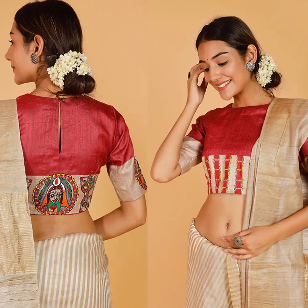 Bengali Sindoordaan Madhubani Silk Blouse