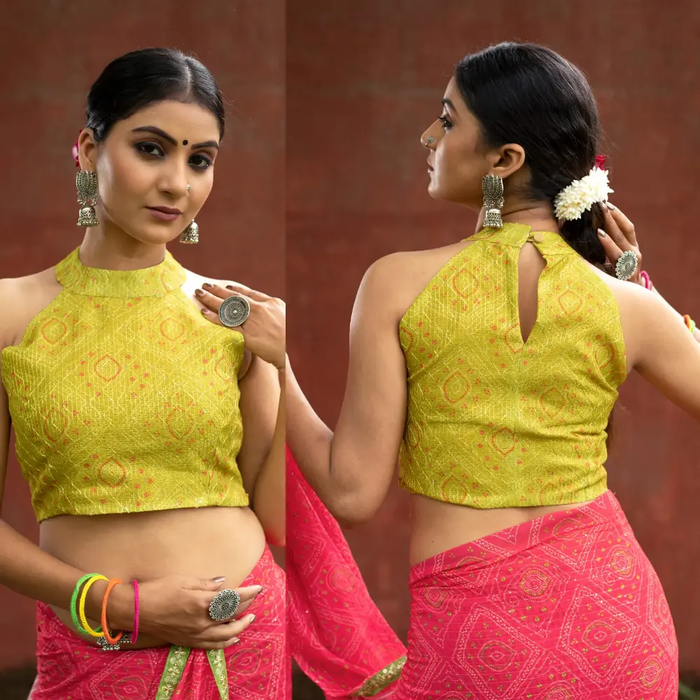 Stylish Bandhani Halter Neck Blouse