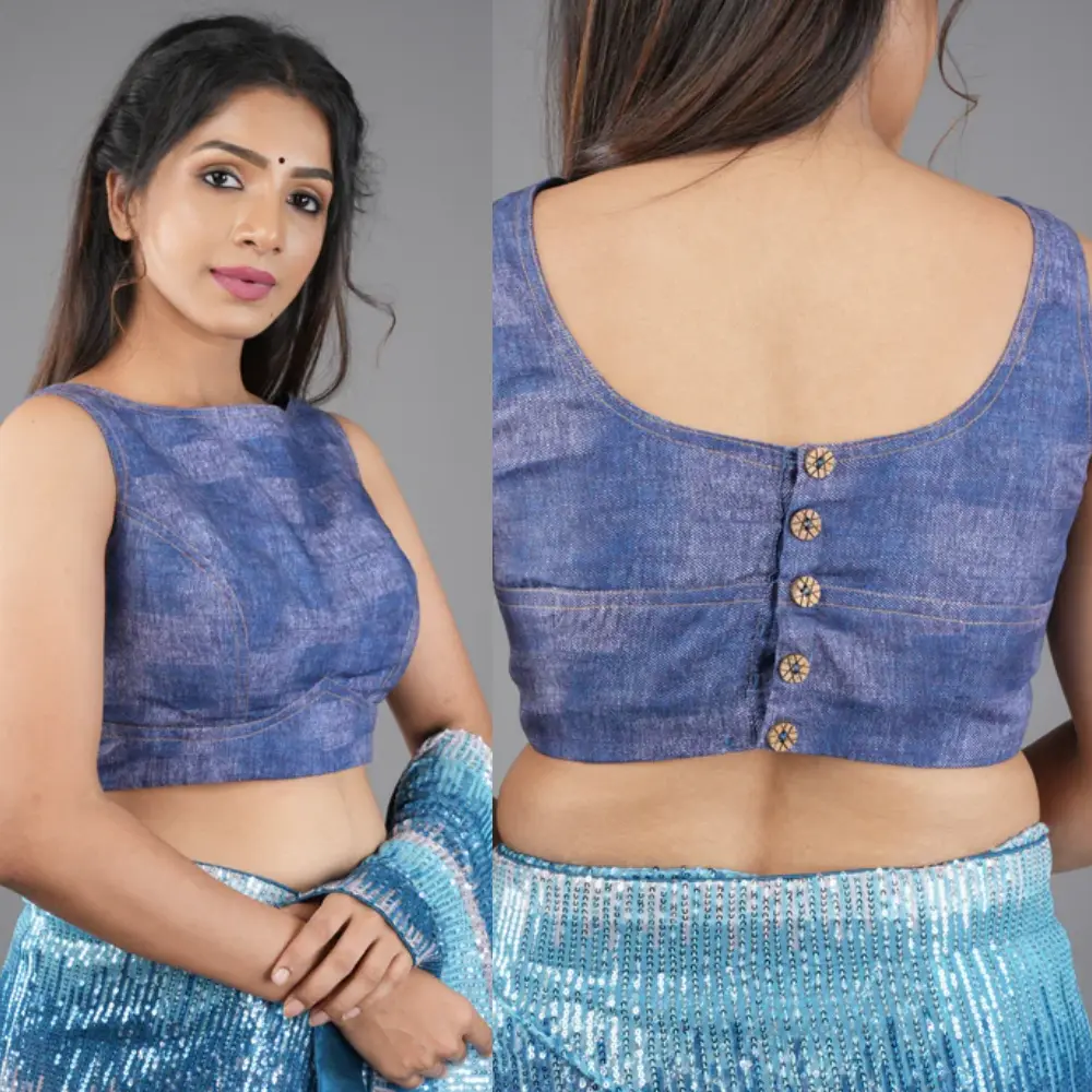 Cotton Sleeveless Boat Neck Blouse