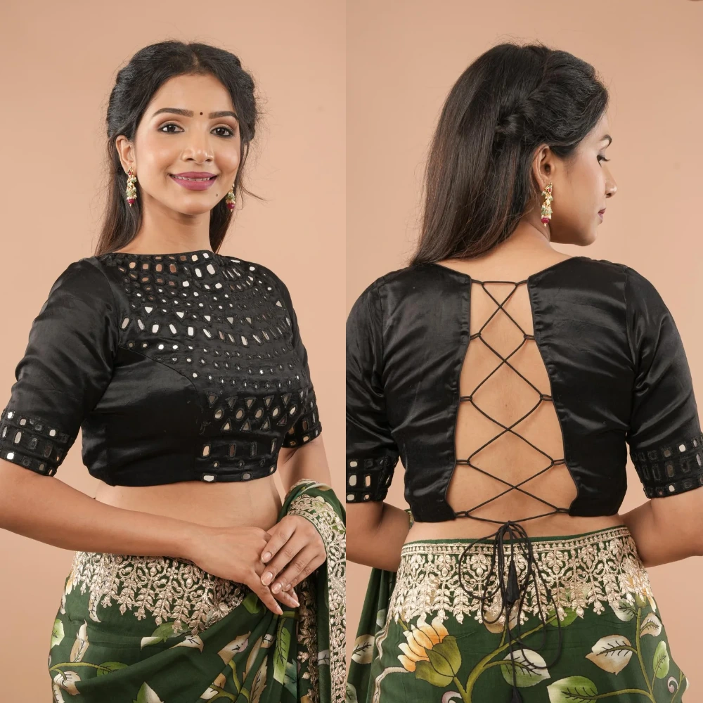 Black Mirror Embroidery Blouse
