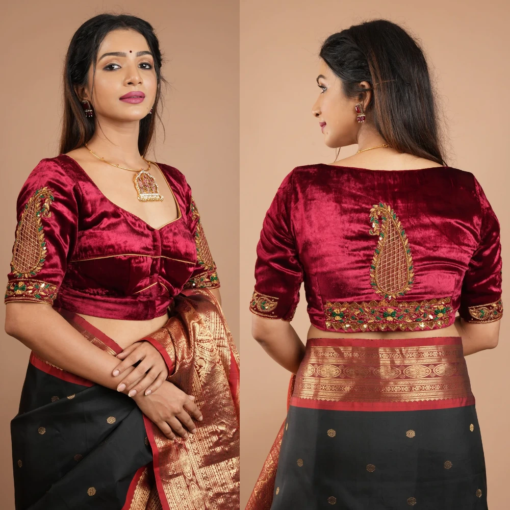 Hand-Embroidered Paisley Designer Blouse