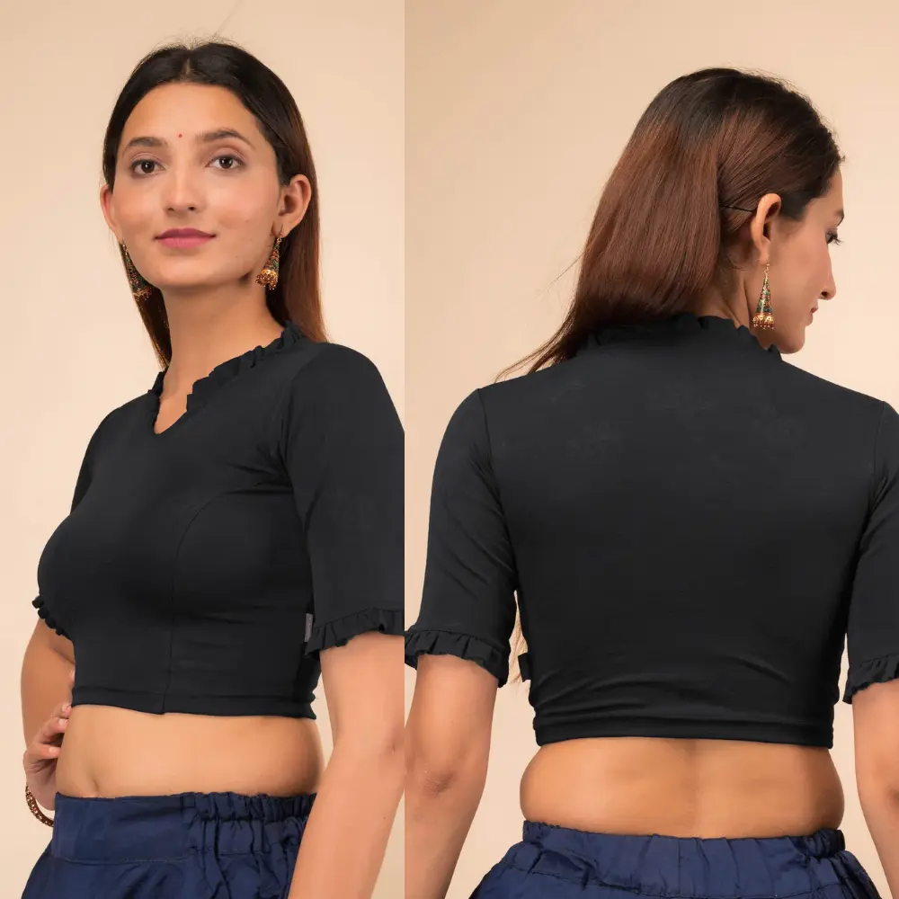 Nora High Neck Ruffle Collar Stretchable Blouse