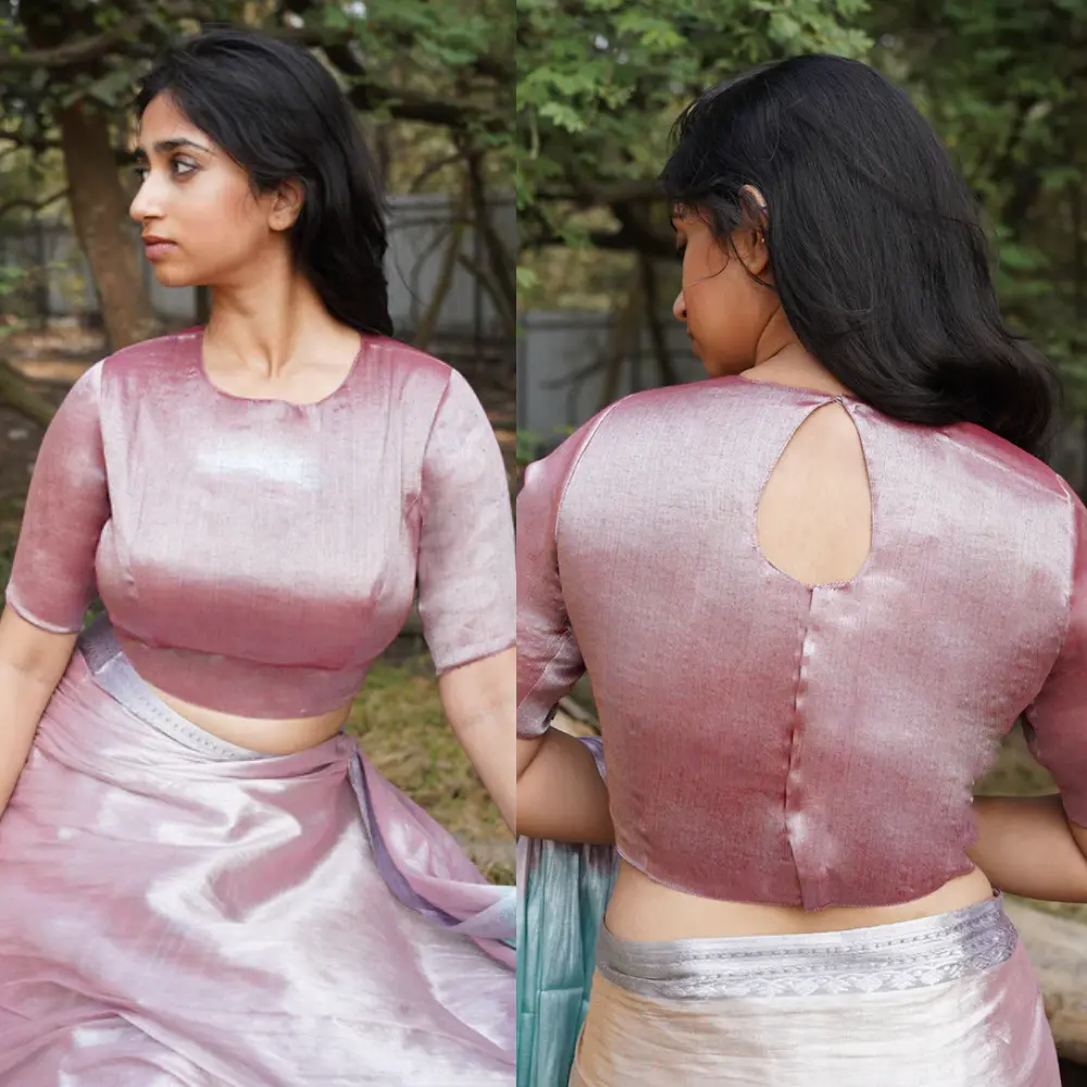 Tissue Round Neck Designer Blouse