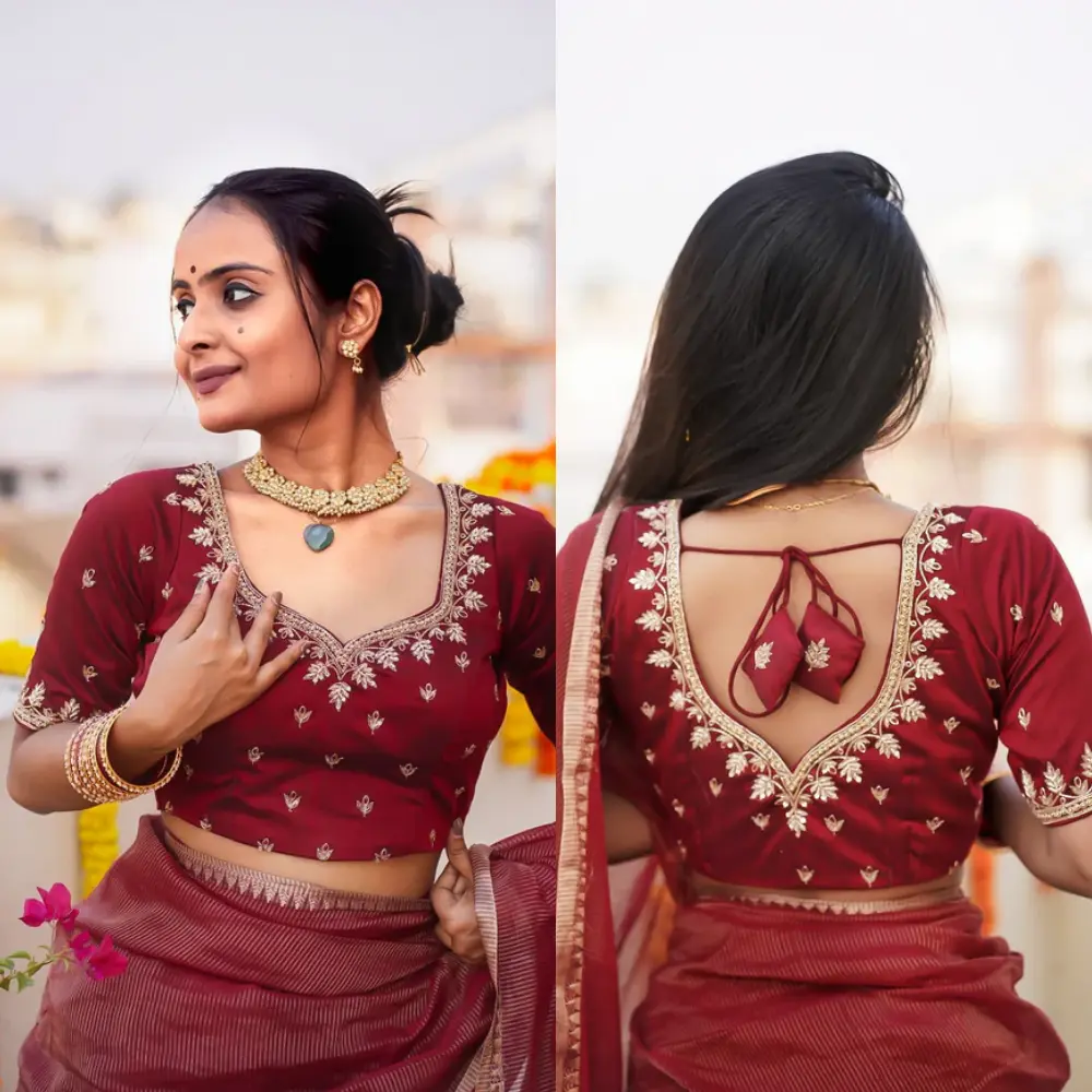 Jodha Maroon Royal Designer Bridal Wear Blouse
