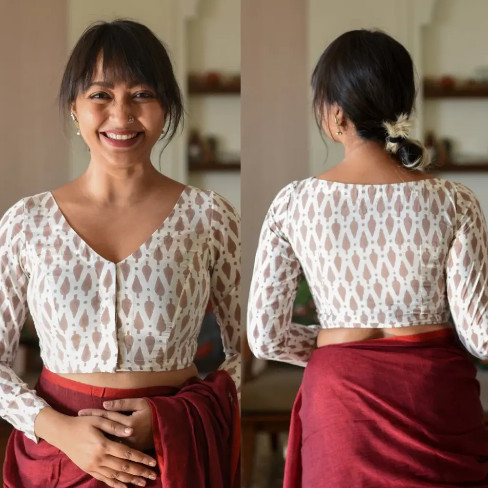 Modal Viscose Printed Full Sleeve Designer Blouse