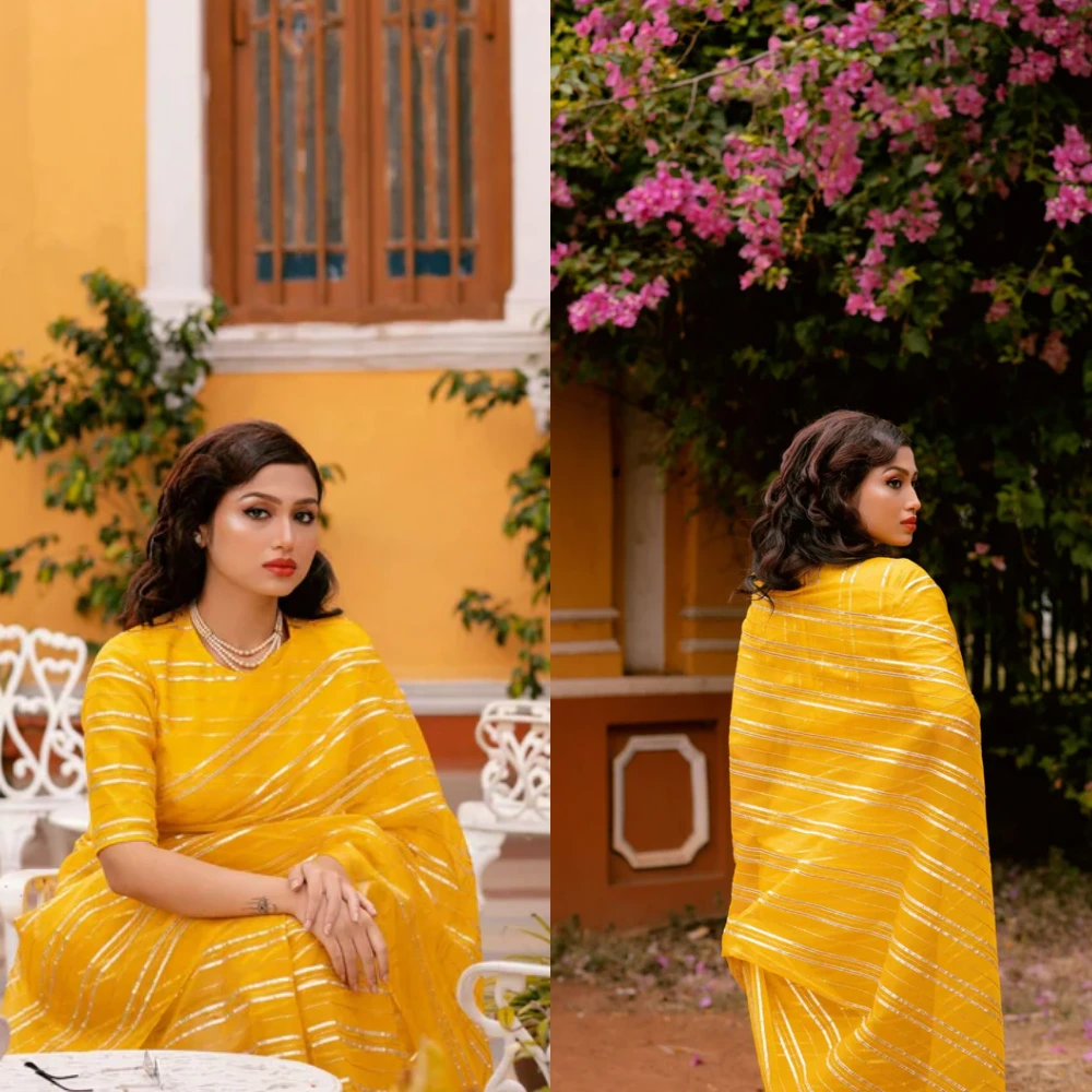 Handcrafted Designer Organza Evening Party Blouse