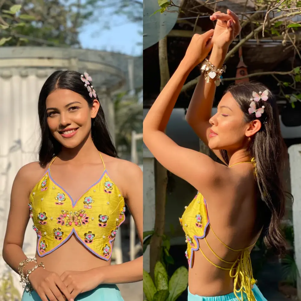 Butterfly Silhouette Designer Statement Blouse
