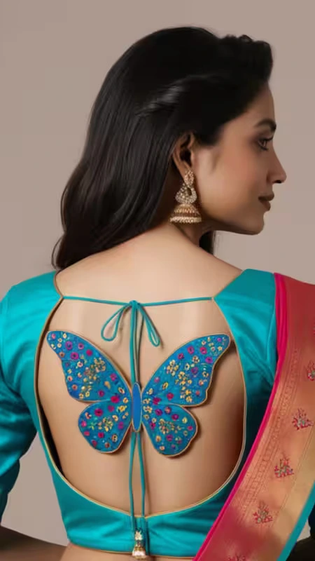 Elegant Butterfly Motif Designer Fashion Blouse
