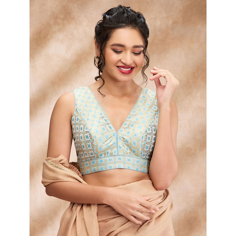 Sleeveless Brocade Blouse