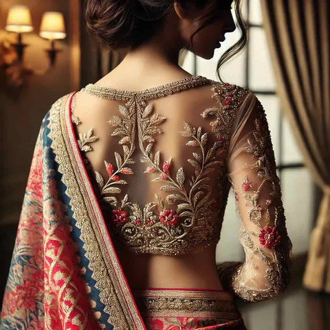 Sheer Net Back Blouse