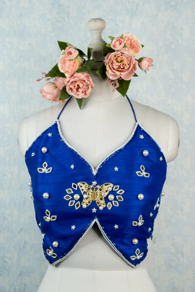 Royal Blue Designer Butterfly Silhouette Blouse

