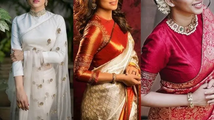 High-Neck Embroidered Blouse