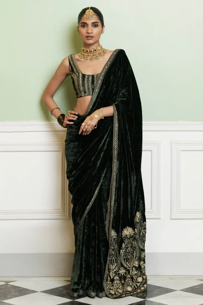 Velvet Embellished Saree
