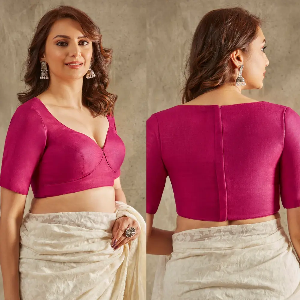 Pink Cotton Sweetheart Neck Designer Readymade Blouse
