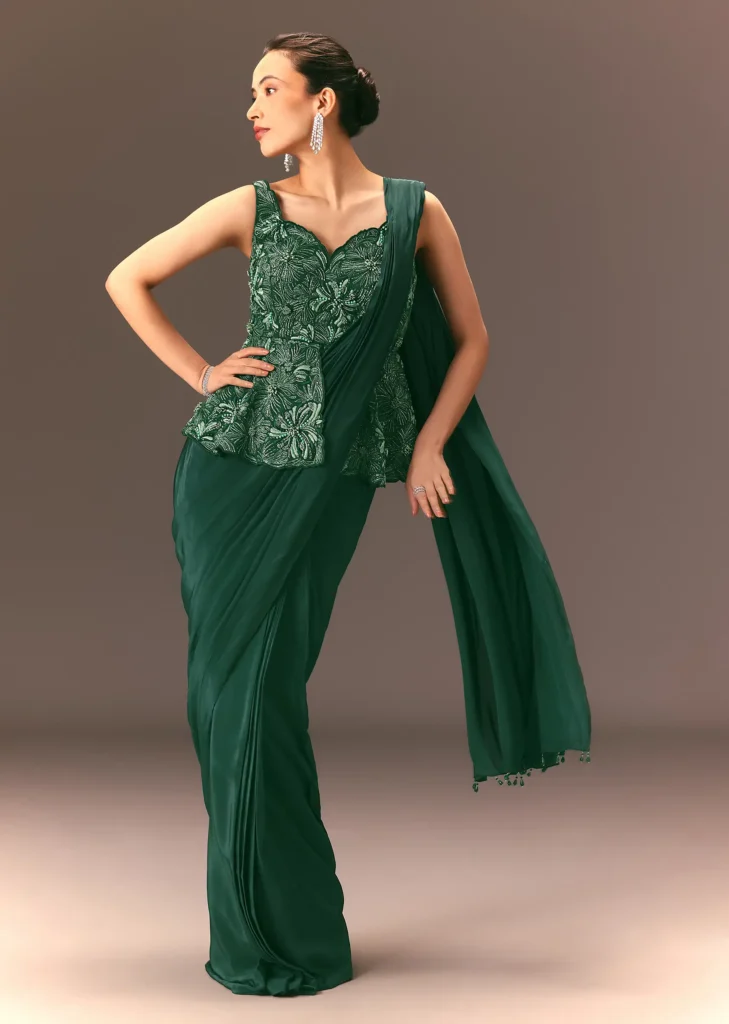 Dark Green Peplum Blouse