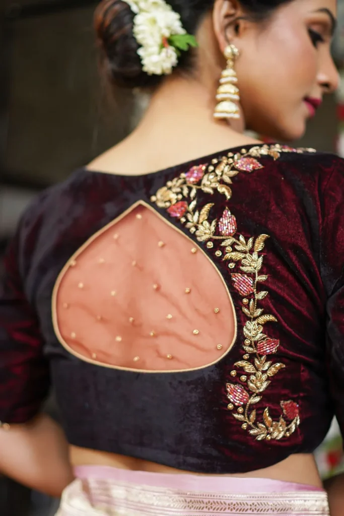 Velvet Paithani Blouse with Embroidery