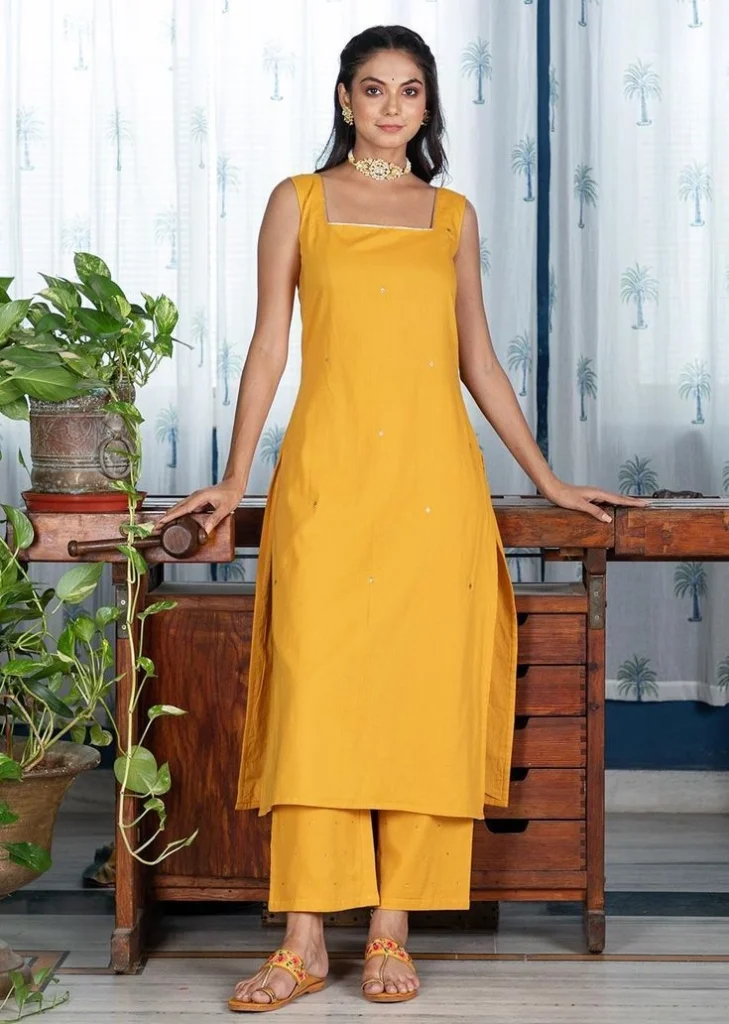 Mustard Yellow Kurti-Palazzo Set for Effortless Summer Style