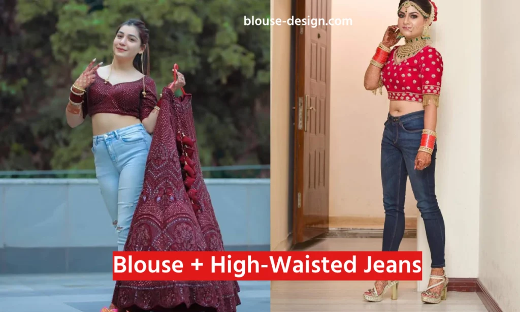 Blouse + High-Waisted Jeans