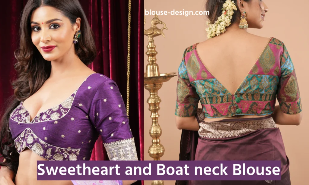 Sweetheart and boat neck blouse