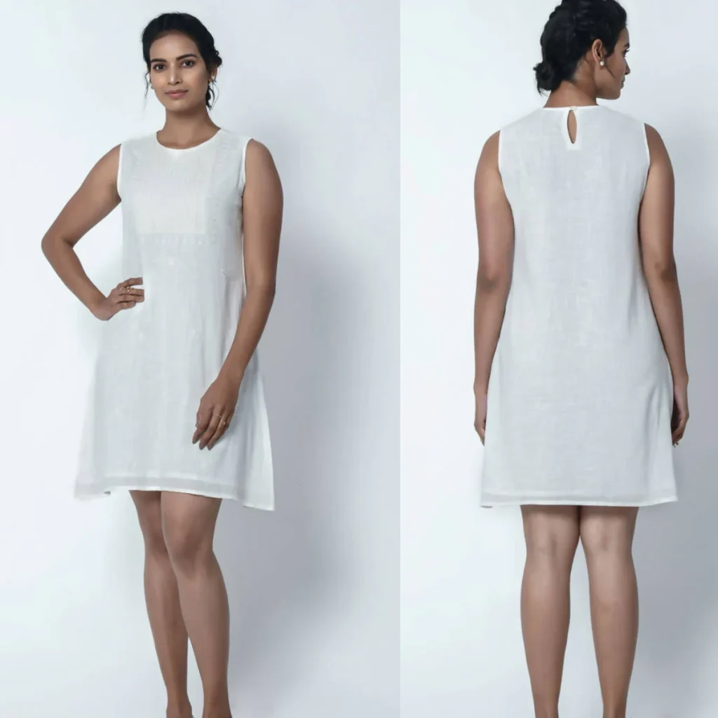 Sleeveless Chikankari Cotton Kurta in White