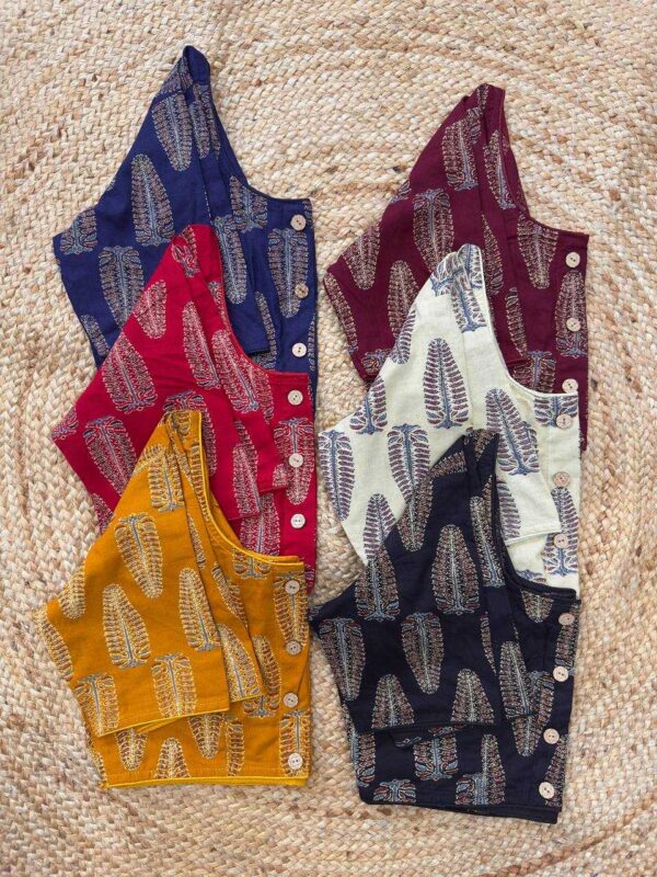 Maroon Cotton Ajrakh Print Readymade Blouse with Front Buttons for Sarees - Image 21