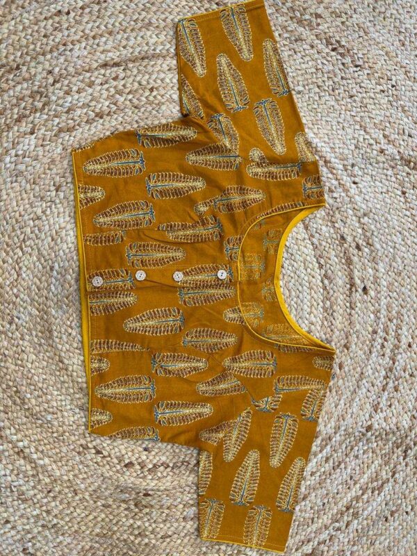 Maroon Cotton Ajrakh Print Readymade Blouse with Front Buttons for Sarees - Image 5