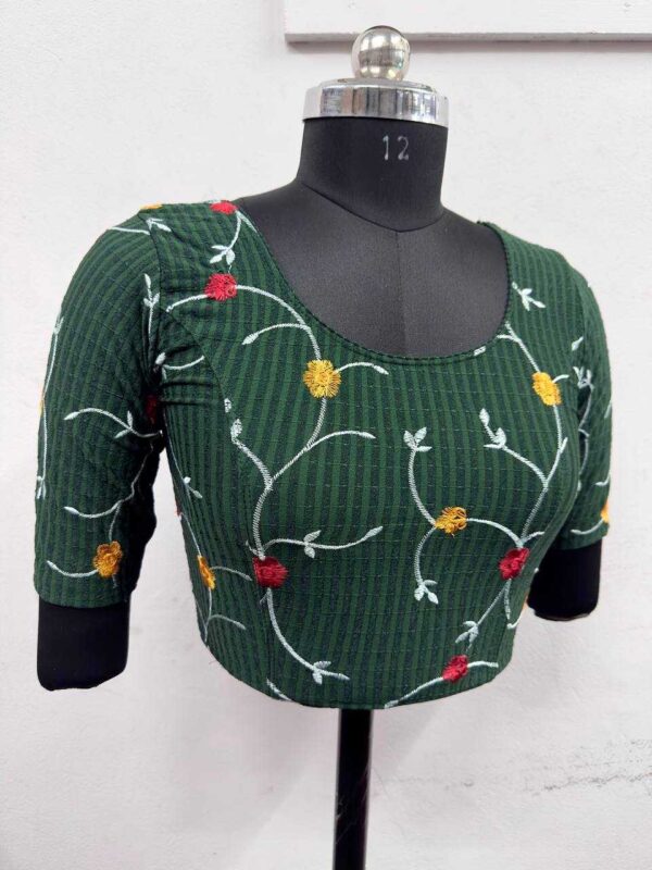 Cotton Lycra Embroidered Stretchable Readymade Blouse for Sarees - Image 15