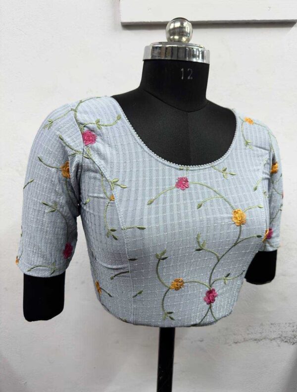 Cotton Lycra Embroidered Stretchable Readymade Blouse for Sarees - Image 18