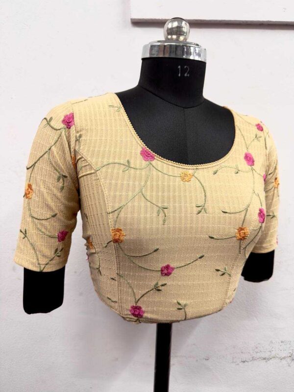Cotton Lycra Embroidered Stretchable Readymade Blouse for Sarees - Image 19