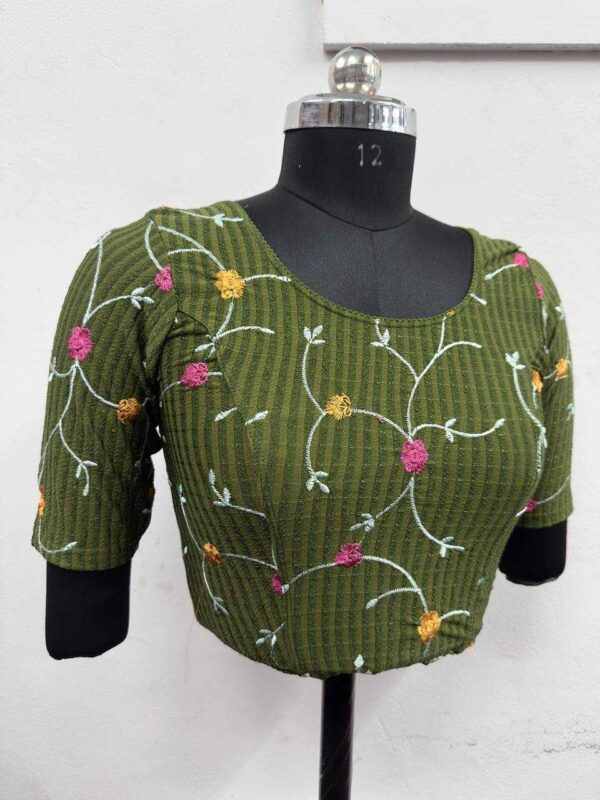 Cotton Lycra Embroidered Stretchable Readymade Blouse for Sarees - Image 20