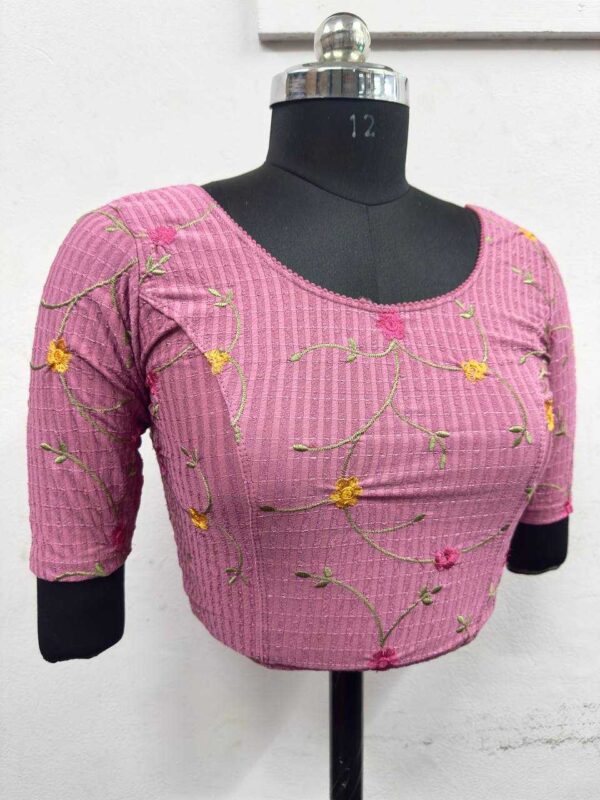 Cotton Lycra Embroidered Stretchable Readymade Blouse for Sarees - Image 21