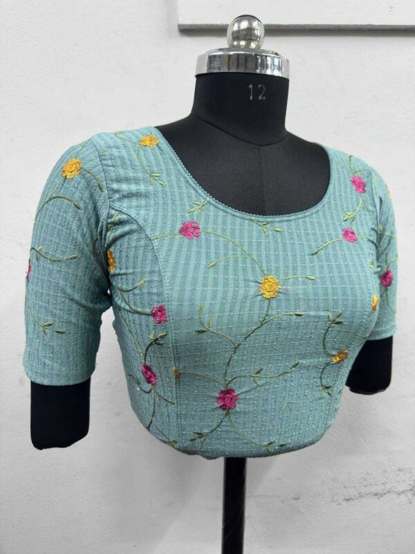 Cotton Lycra Embroidered Stretchable Readymade Blouse for Sarees - Image 23