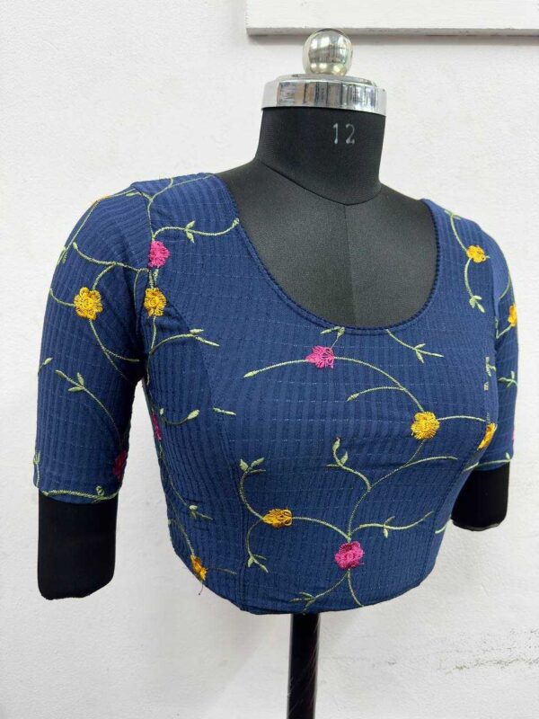 Cotton Lycra Embroidered Stretchable Readymade Blouse for Sarees - Image 24