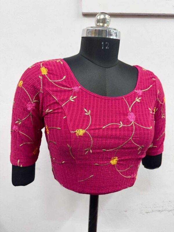 Cotton Lycra Embroidered Stretchable Readymade Blouse for Sarees - Image 27
