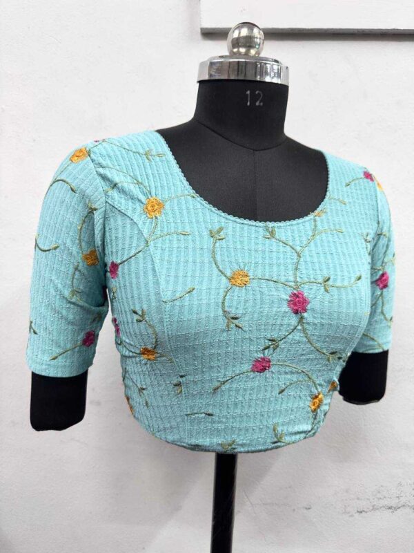 Cotton Lycra Embroidered Stretchable Readymade Blouse for Sarees - Image 32