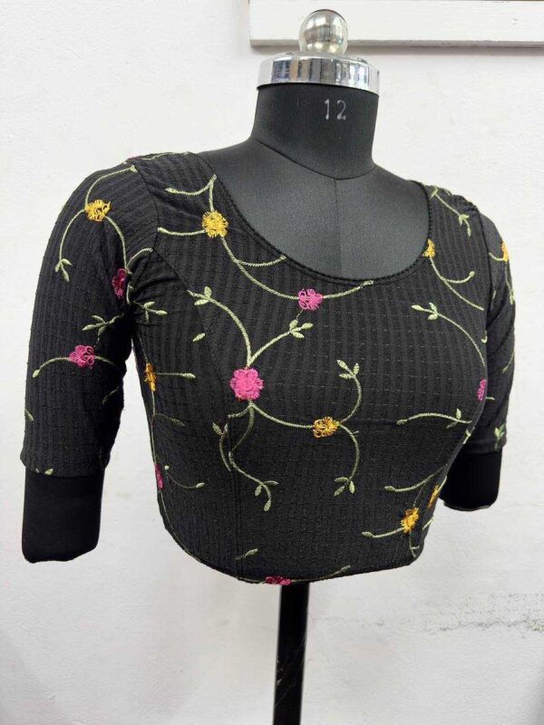 Cotton Lycra Embroidered Stretchable Readymade Blouse for Sarees - Image 12