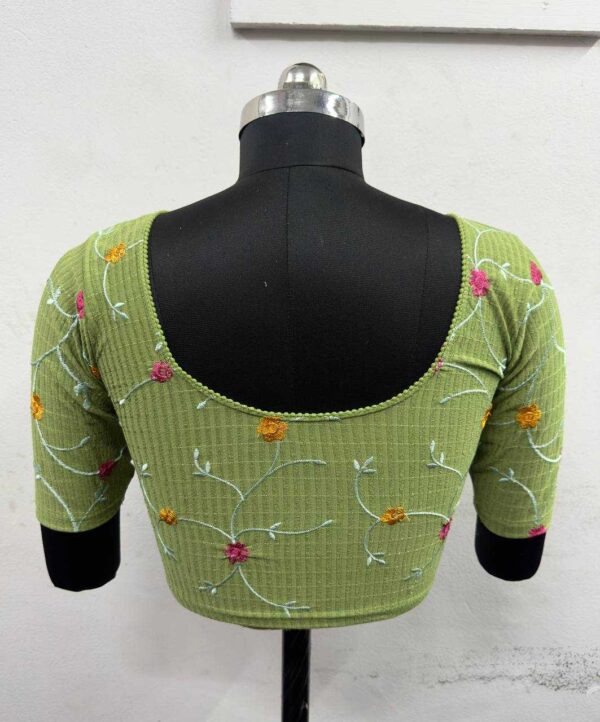 Cotton Lycra Embroidered Stretchable Readymade Blouse for Sarees - Image 13