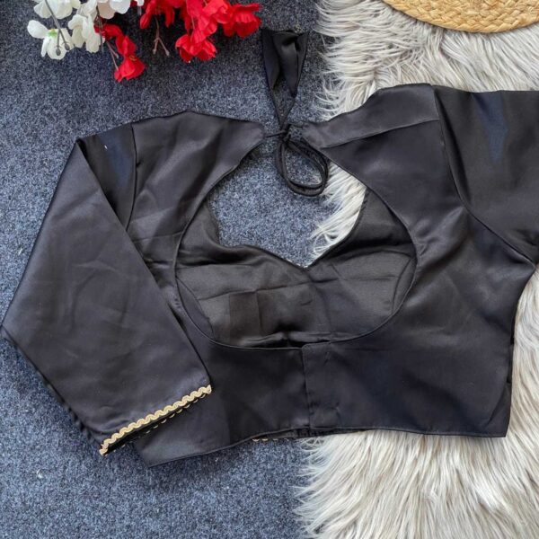 Malay Satin Silk V-Neck Readymade Designer Blouse – Multiple Colors - Image 12
