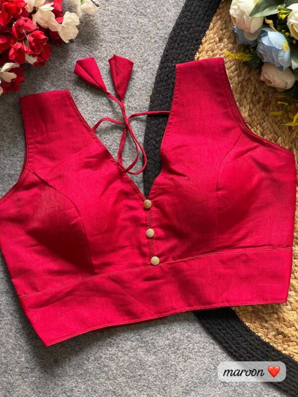 Pink Milan Silk V-Neck Readymade Designer Blouse for Festive & Party Wear - Image 11