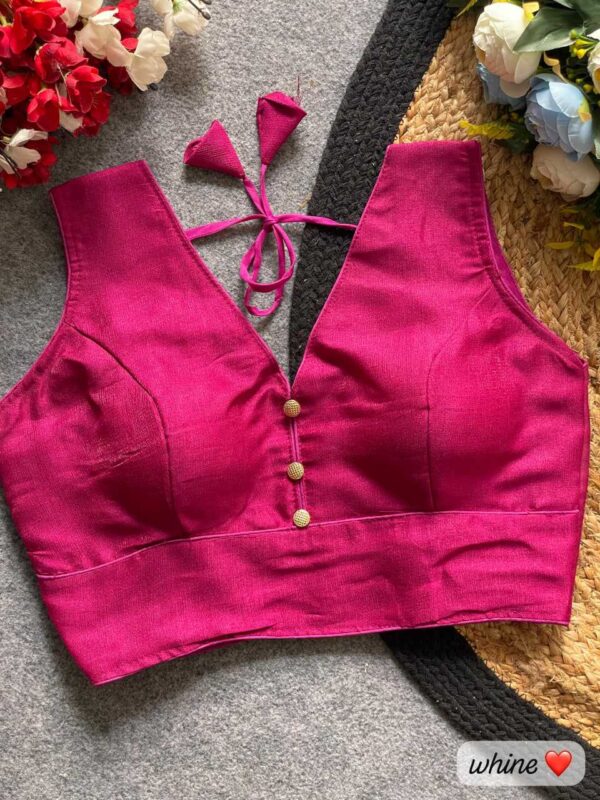 Pink Milan Silk V-Neck Readymade Designer Blouse for Festive & Party Wear - Image 20