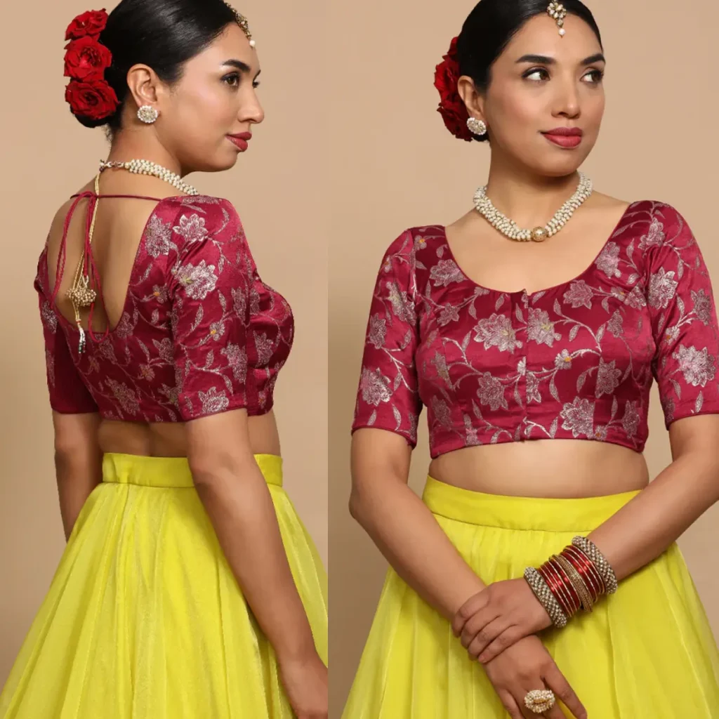 Red Meenakari Satin full sleeve blouse